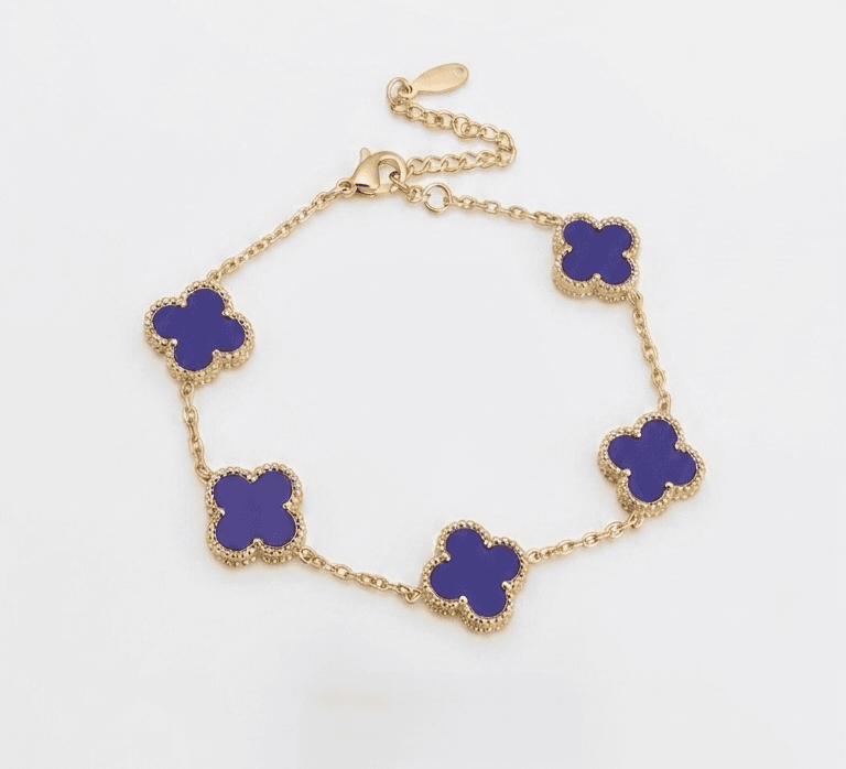 Anti-Tarnish Midnight Blue Clover Bracelet