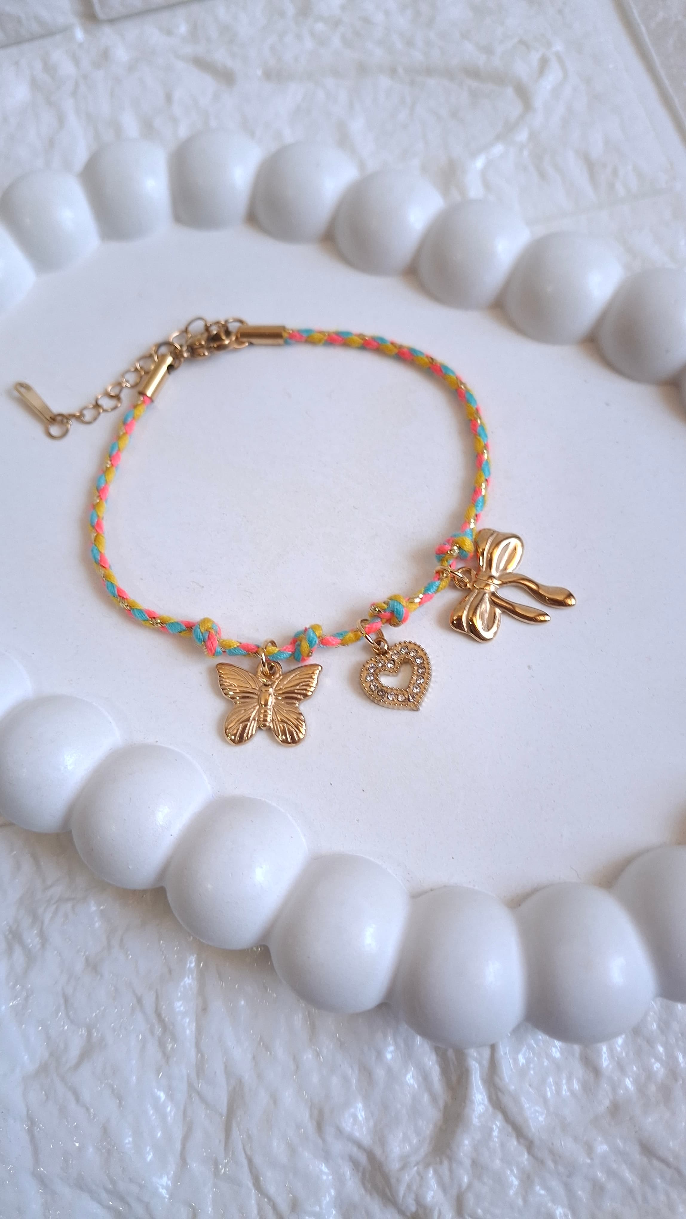 Braided Butterfly & Heart Bracelet