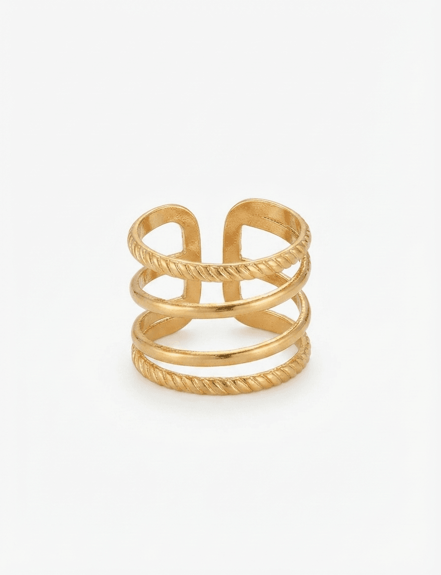 4-Tier Stacked Rope Adjustable Cuff Ring