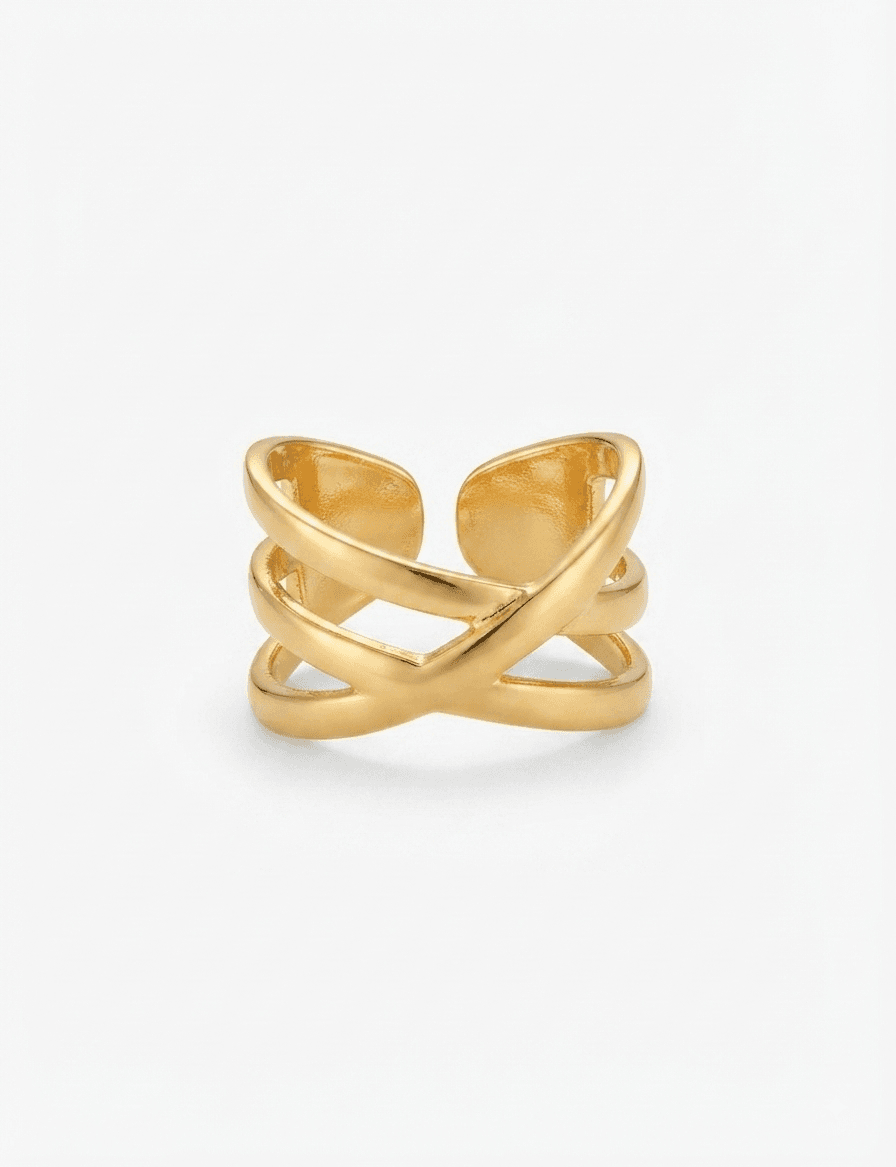 The Golden Criss-Cross Adjustable Ring