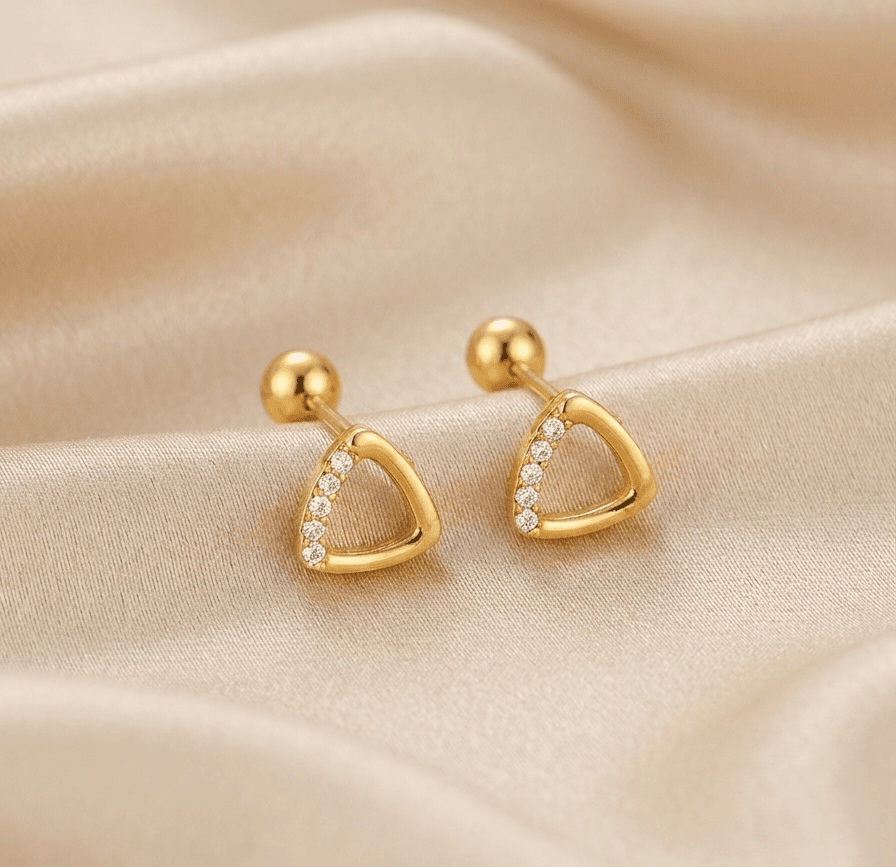 Dainty Pavé Trillion Ball-Back Earrings