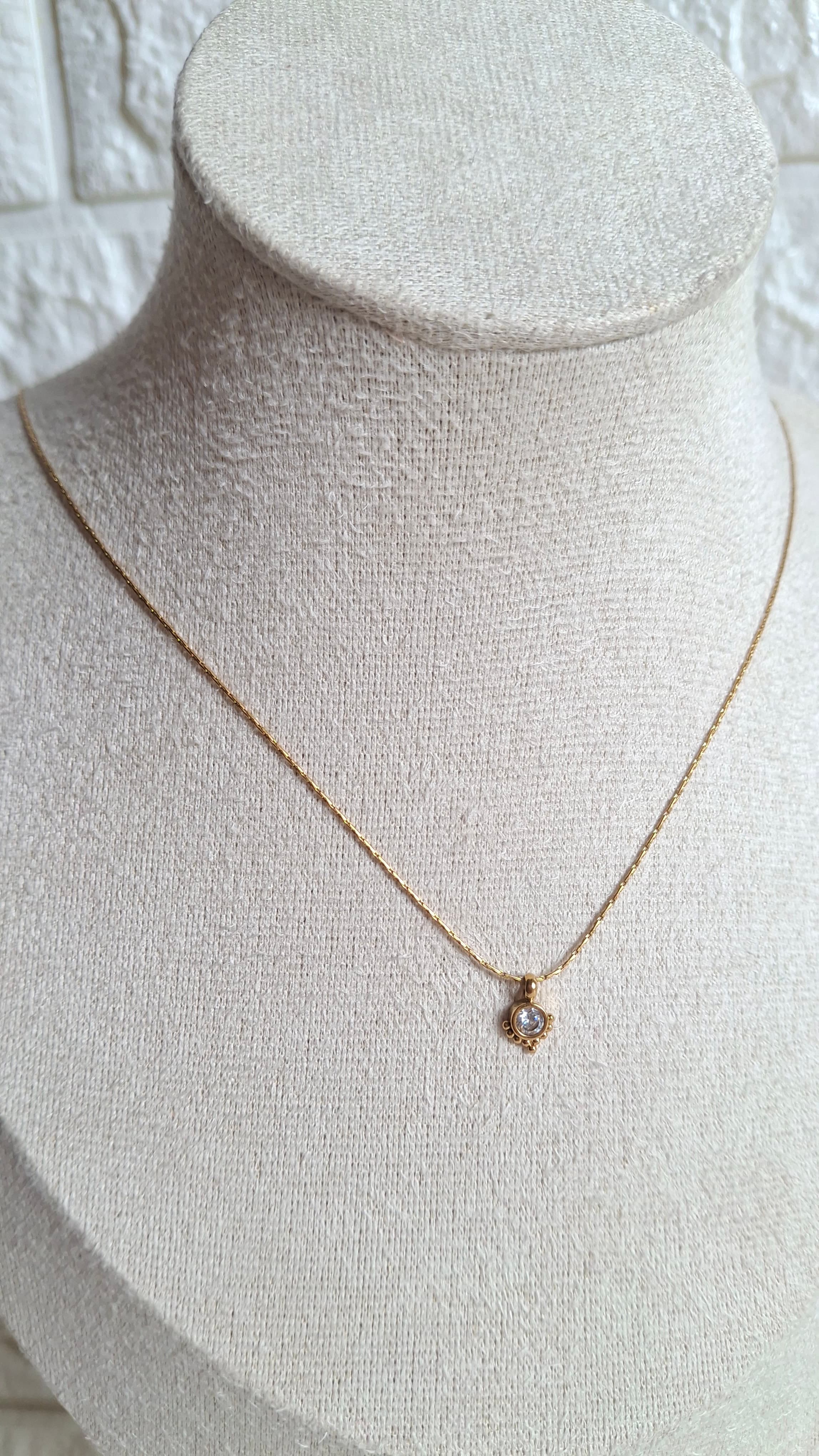 Dainty Granulated Bezel Pendant